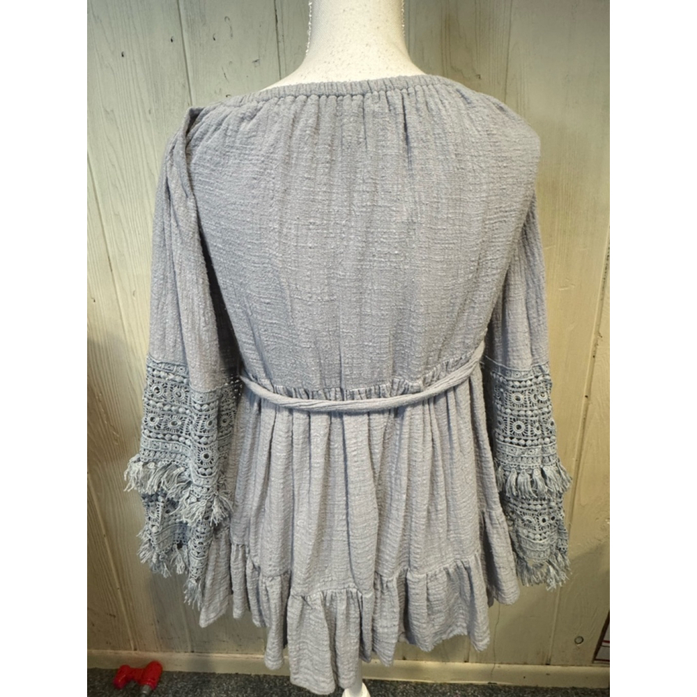 Petal Roz Off Shoulder Tie Mini Dress Size S light blue (bluish gray) - Picture 4 of 11